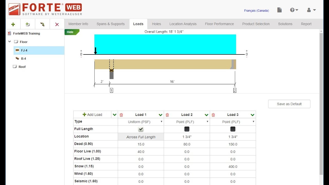 ForteWEB Training: Loads I Floor Joist