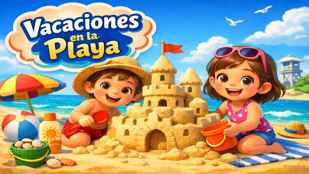 Vacaciones en la Playa — Cuento Infantil | Castillo de Arena, Sol Seguro y Nadar