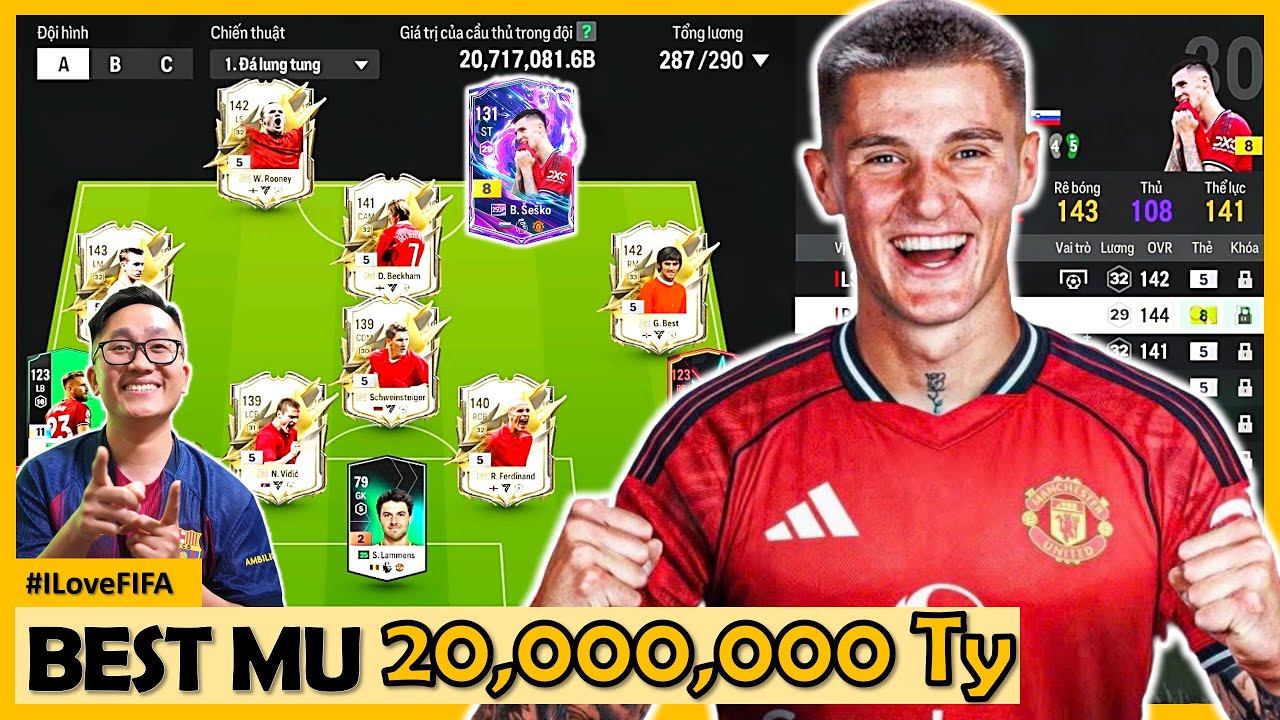 Cho&aacute;ng V&aacute;ng Top Đội H&igrave;nh MAN UTD 20,000,000 Tỷ Khủng Nhất Tầm Gi&aacute; FC Online 2026 C&ugrave;ng &Scaron;e&scaron;ko 25DP +8
