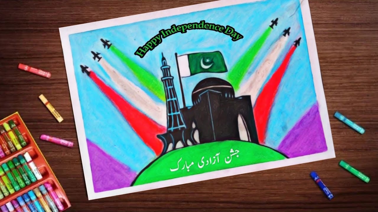 Independence day drawing //14 august drawing//Pakistan Independence day drawing
