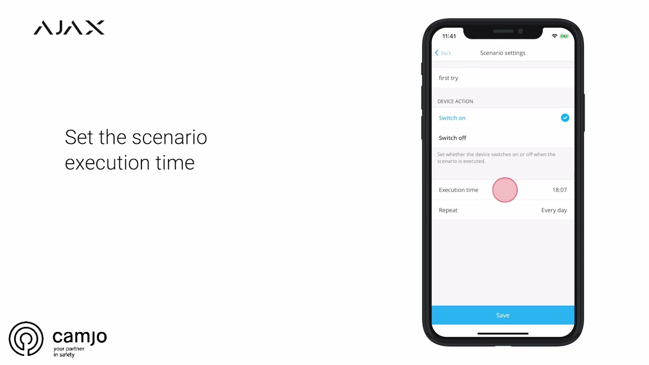 CAMJO Scenarios   How to set up a scheduled action of an automation device