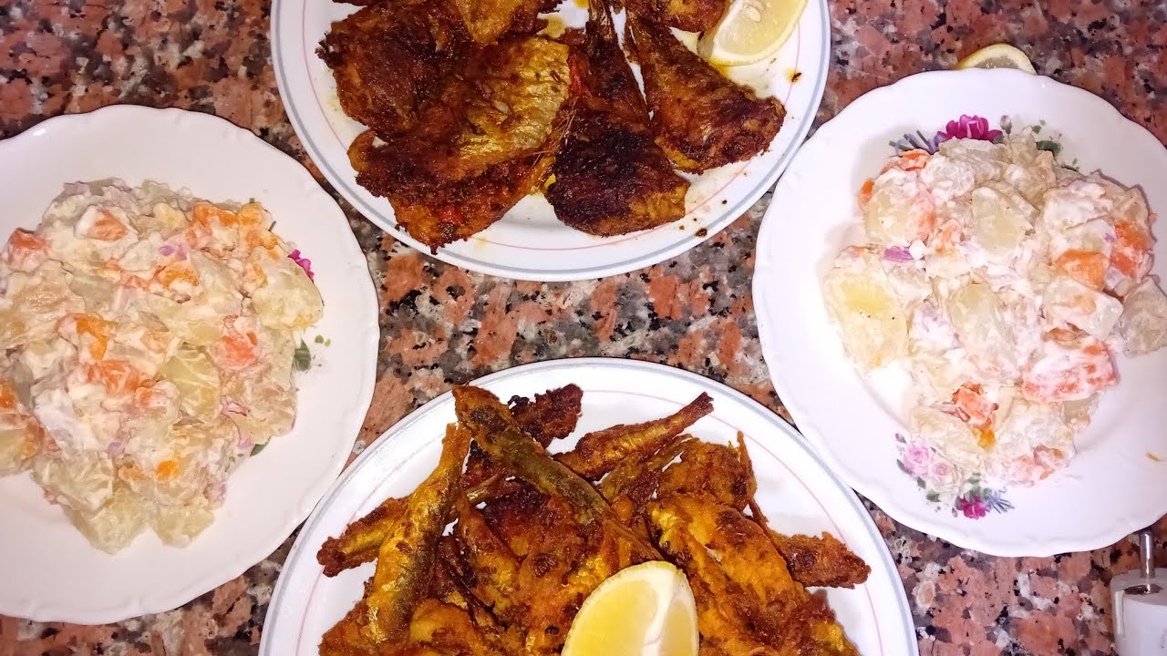 غداء سهل بنين حوت مقلي +سلطة منعشة/مطبخ مغربي