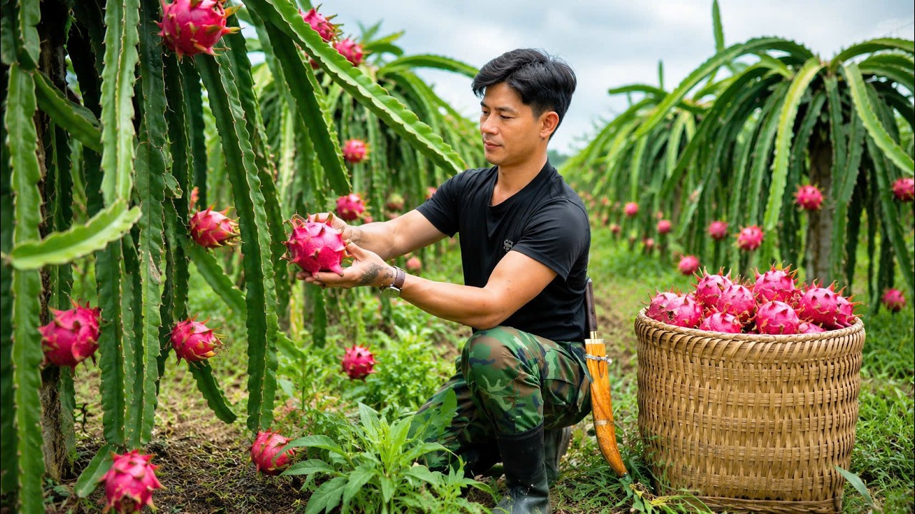 The Best Time to Eat Dragon Fruit | Growing More Vegetables, Cooking Rice in the Garden
