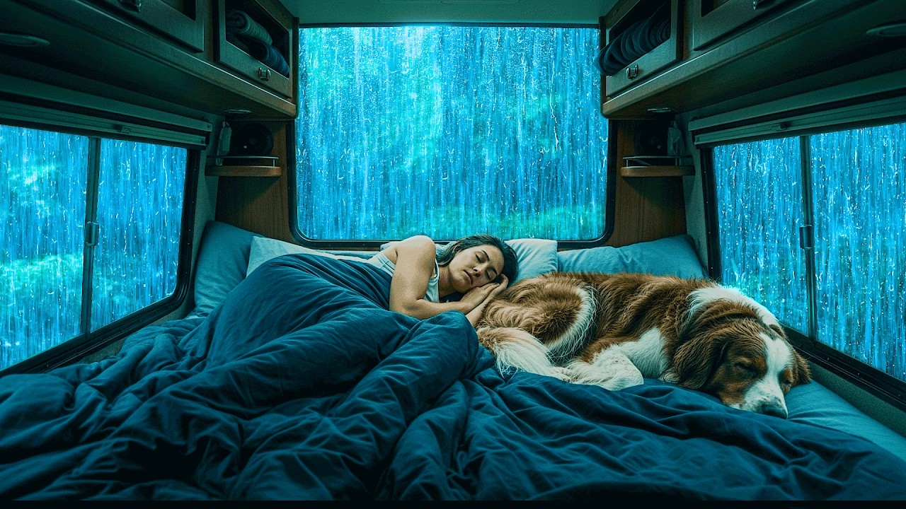 Deep Sleep Therapy with Heavy Rainstorm & Powerful Thunder on a Cozy Car at Night