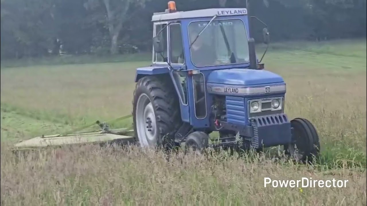 #smallholding #leylandtractor #classictractor  leyland 272 with class mower #farming #claas