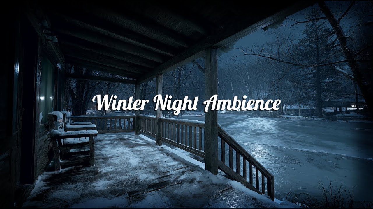 1950s Winter Cabin Porch ❄️ Cozy Vintage Jazz & Peaceful Night Ambience