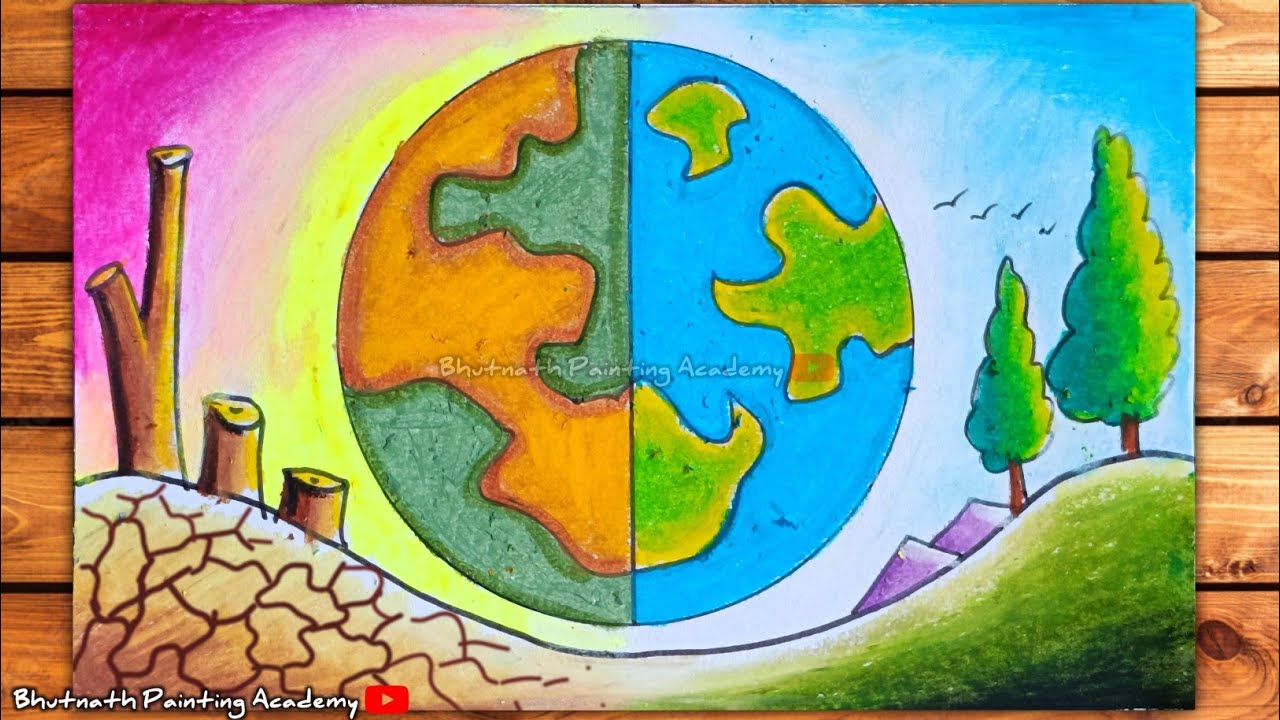 global warming drawing|| world Environment Day poster painting for competition