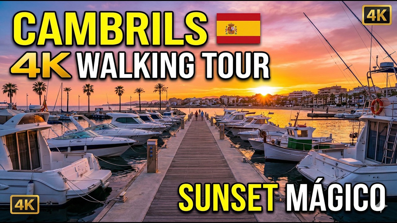 CAMBRILS, Espa&ntilde;a 🇪🇸 4K WALKING TOUR | 🌅⛵ El ATARDECER m&aacute;s RELAJANTE en el Puerto