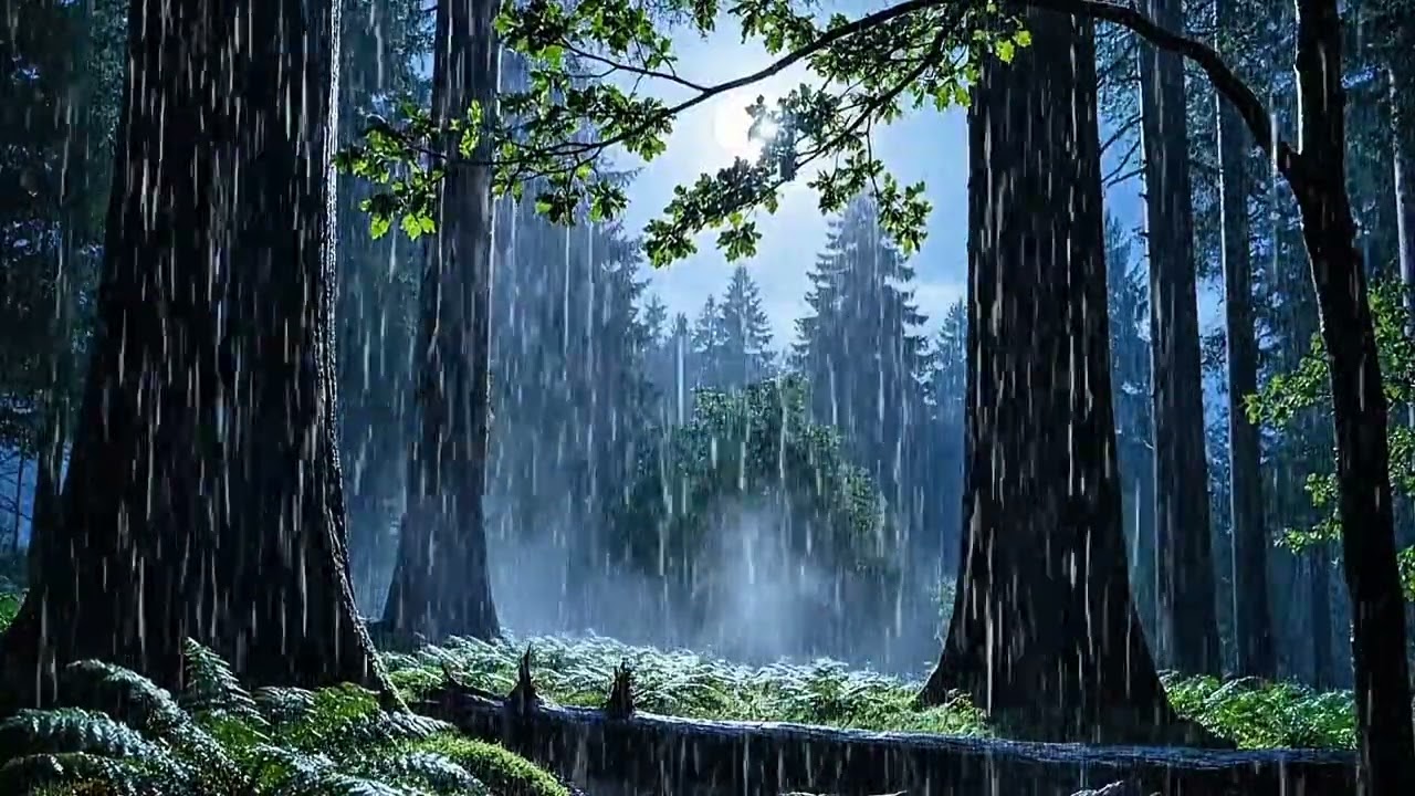 Night Forest Heavy Rain Sounds 🌧️ | Deep Sleep & Insomnia Relief | No Thunder
