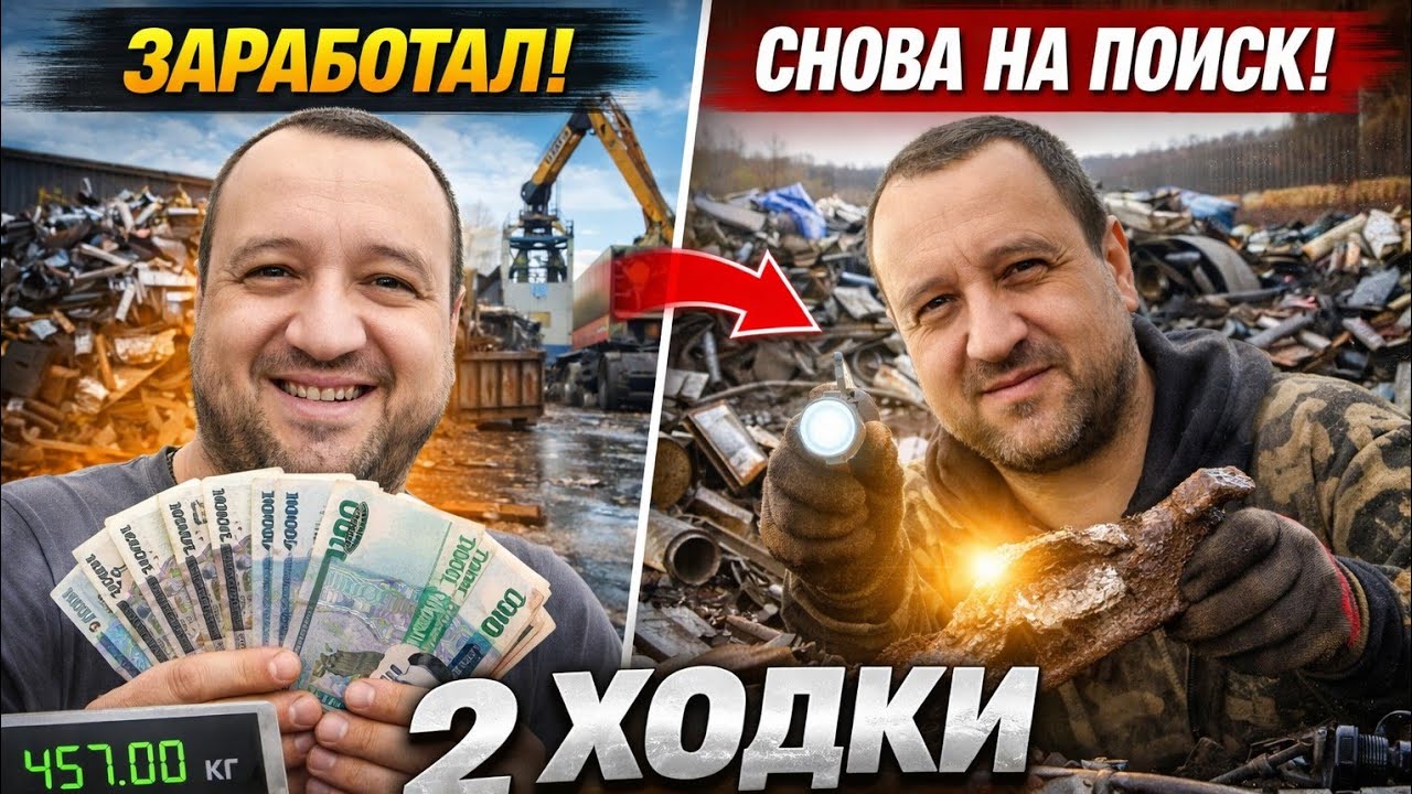 СДАЛ 2 ХОДКИ МЕТАЛЛА И СНОВА НА ПОИСК! Сколько заработал и что нашёл на свалке?
