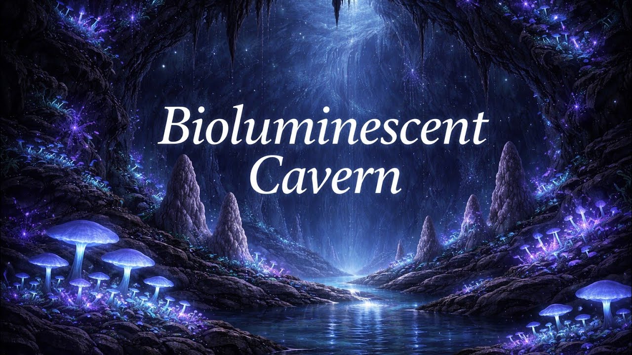 Bioluminescent Caverns Ambience (9 Hours) | Deep Cave Sounds for Sleep, Focus & Relaxation