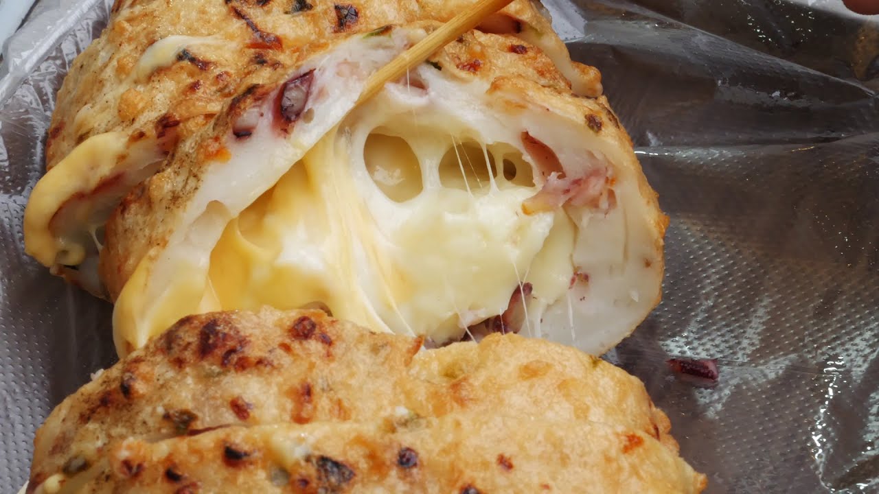 cheese fish cake bar, 手作り蒲鉾, 치즈 수제 핫바 - 3,000KRW / korea street food / seoul dongdaemun market