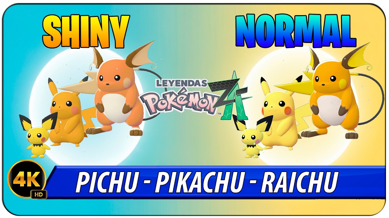 Shinydex 52-53-54 Pichu - Pikachu - Raichu #Shiny #Variocolor - Leyendas Pokemon ZA