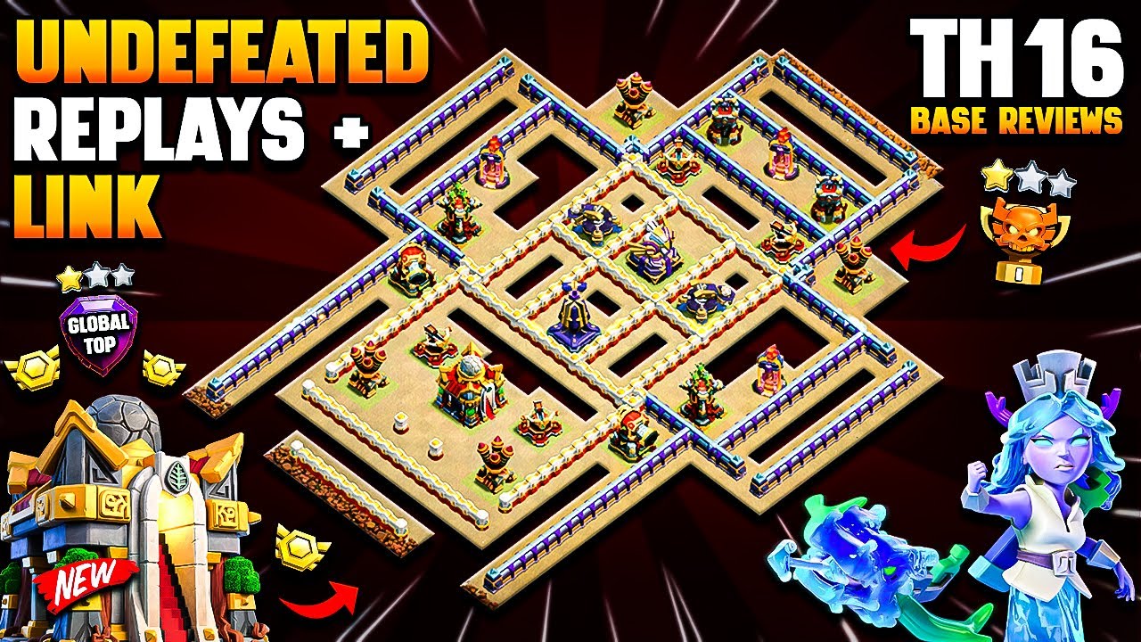 UNDEFEATED TH16 Base Link With Replays (ONLY 1 STAR Town Hall 16) | Best Th16 War Base & Legend Base
