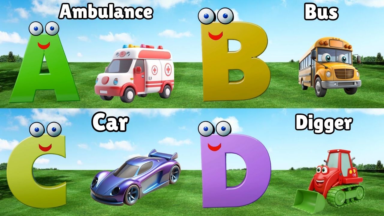 ABC Song Phonics, Transportation Song, ABC Song, Alphabet Educational Song A to Z for kids