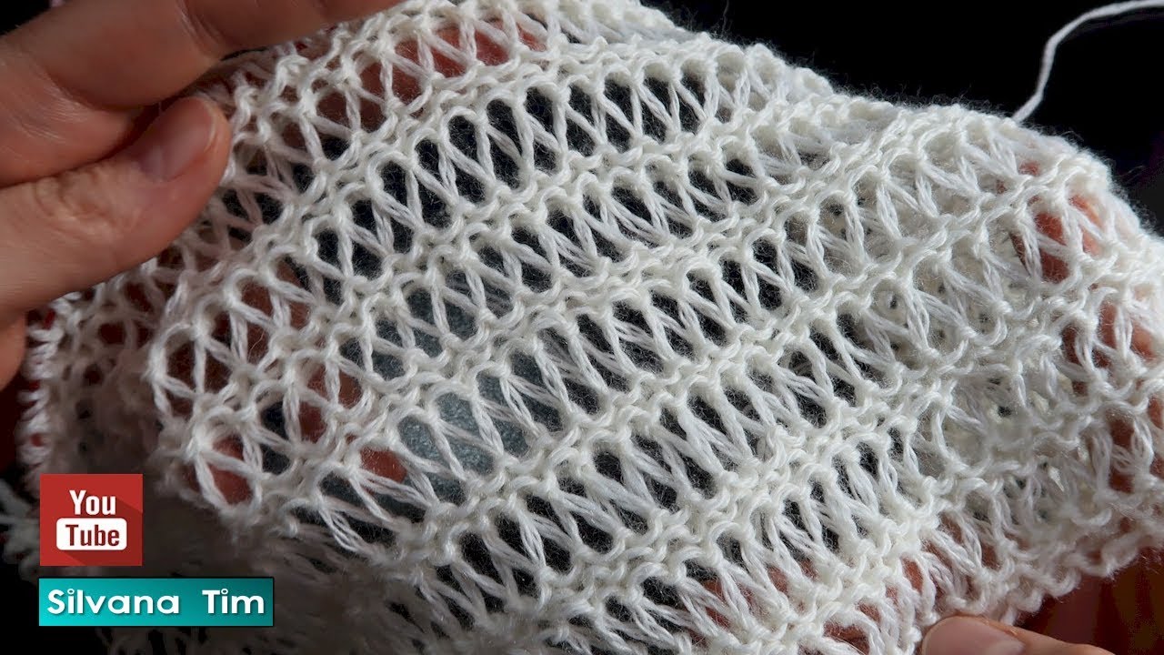 PUNTO de ENCAJE Reversible para tejer Bufanda a dos agujas / tejido para principiantes № 837