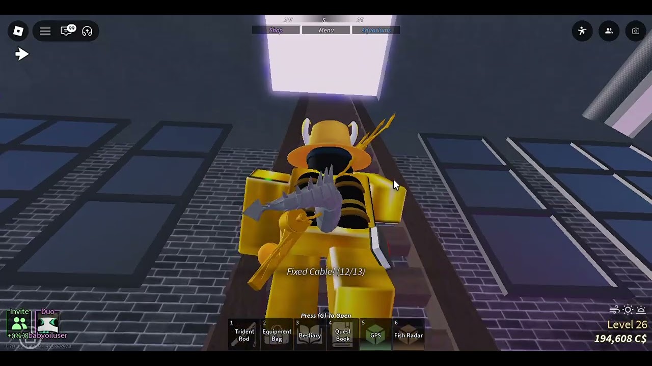 Doing the Roblox FISCH twitch thingimabob with my friend