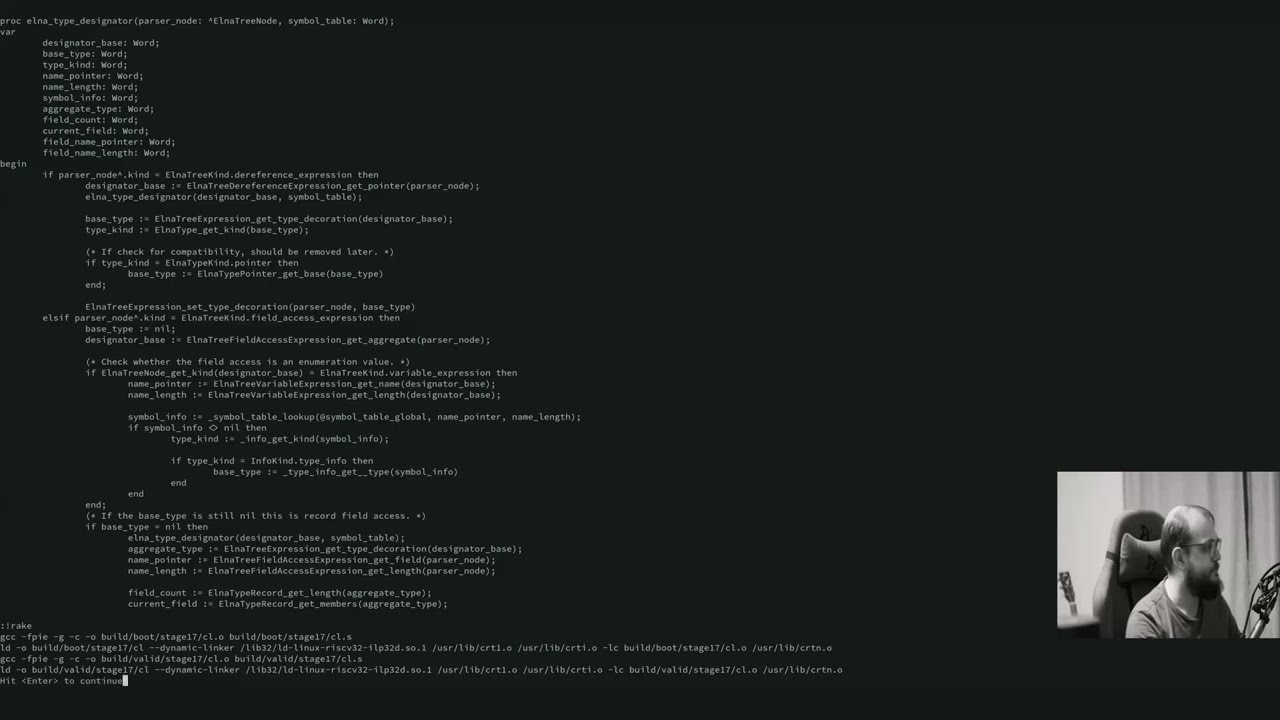 Compiler construction. Starting next stage 17 with record field access support.