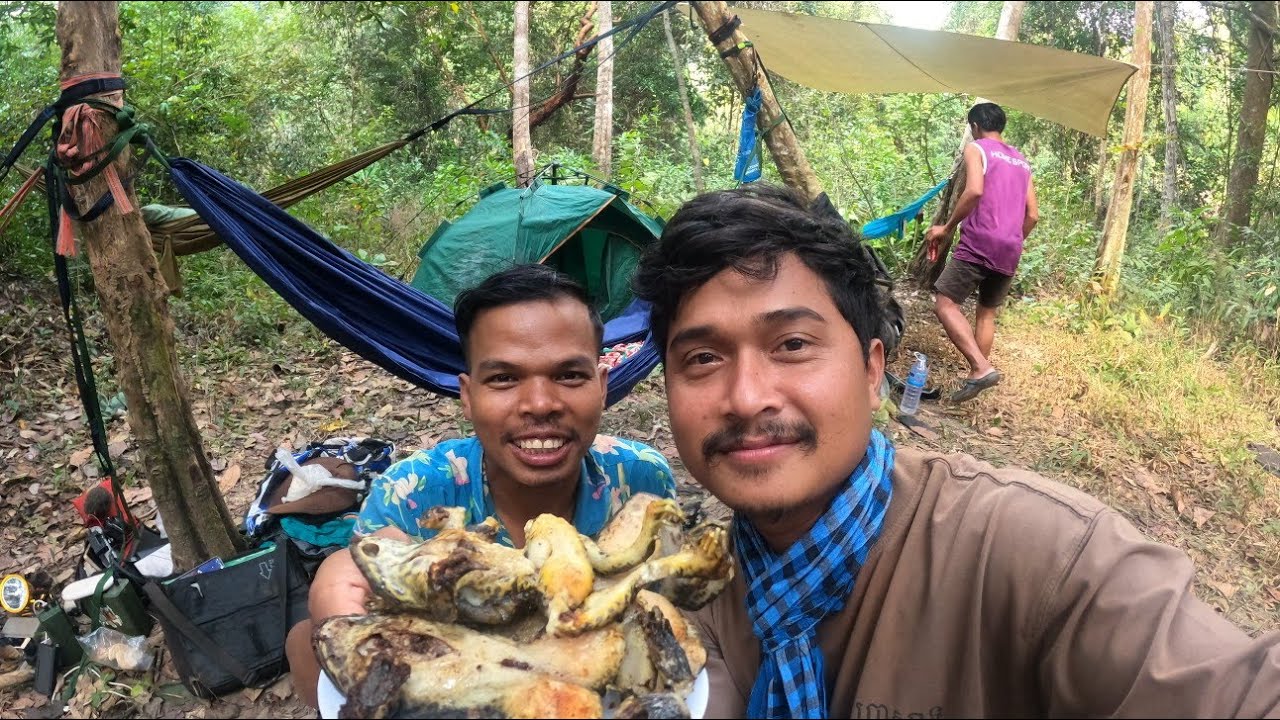 camping in forest fishing and cooking /part2