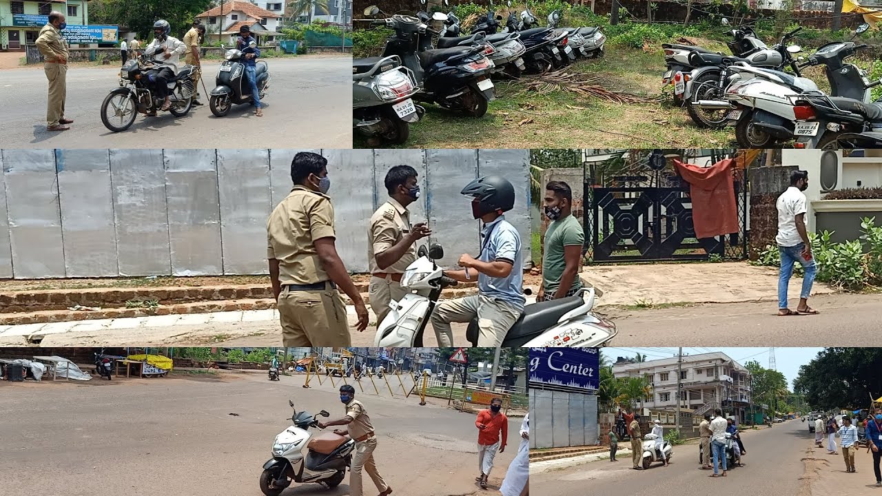 BHATKAL POLICE STRICTLY CHECKING AFTER 10 AM MOVEMENT IN TOWN IMPOSED FINE FOR UNNECESSARY MOVEMENT