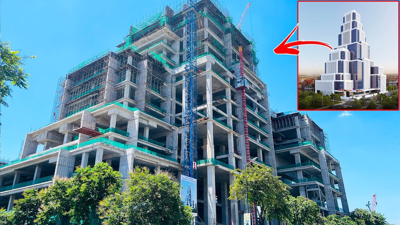 New Building NBC National Bank Of Cambodia Height 100m With 25Floors Construction Update