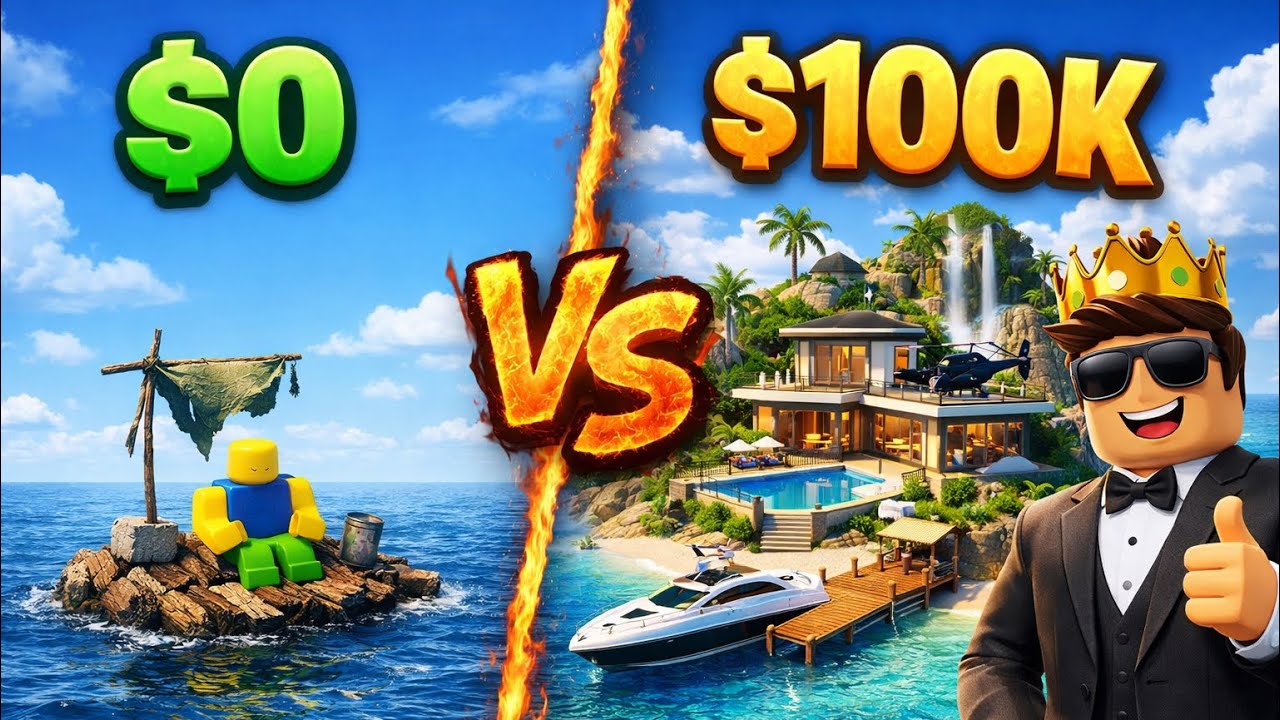 $0 vs $100,000 Island in Roblox 😱 | From Nothing to Private Paradise!
