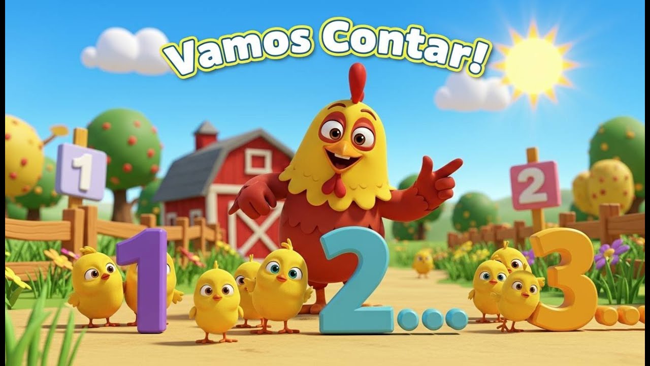 Aprenda a CONTAR 🔢 com a 🐔Galinha e os Pintinhos Brincalhões! | Kids e Gab | Músicas Infantis
