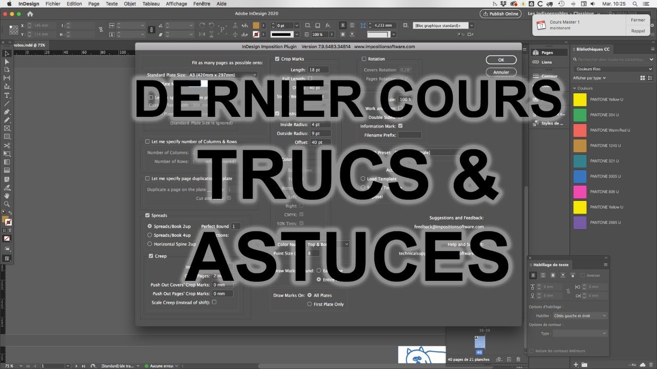 Cours Sérigraphie / infographie / ESA St-Luc - Dernier cours : Trucs et astuces