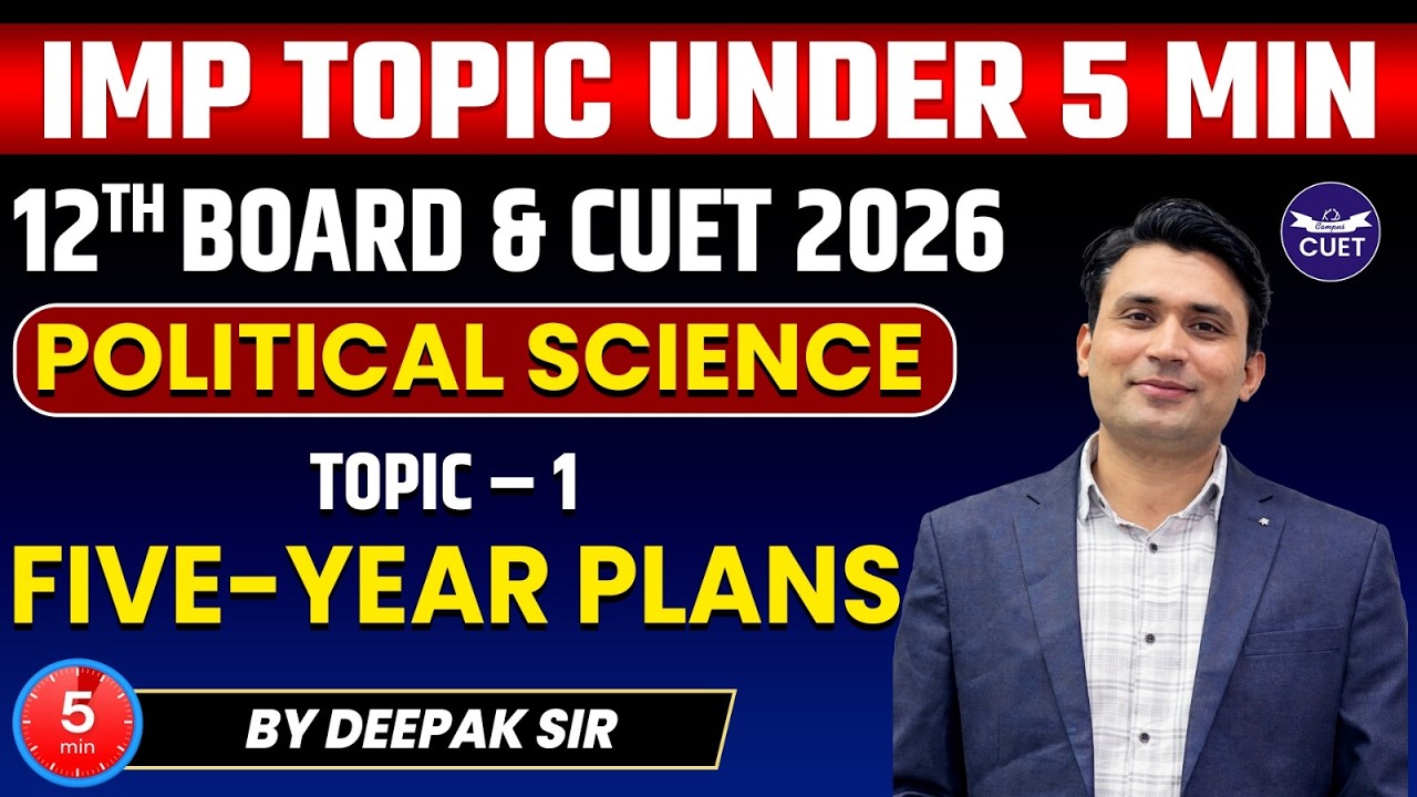 || Important Topic Under 5 Min. || FIVE - YEAR PLANS ||CUET 2026 || CL - 01 || BY DEEPAK SIR