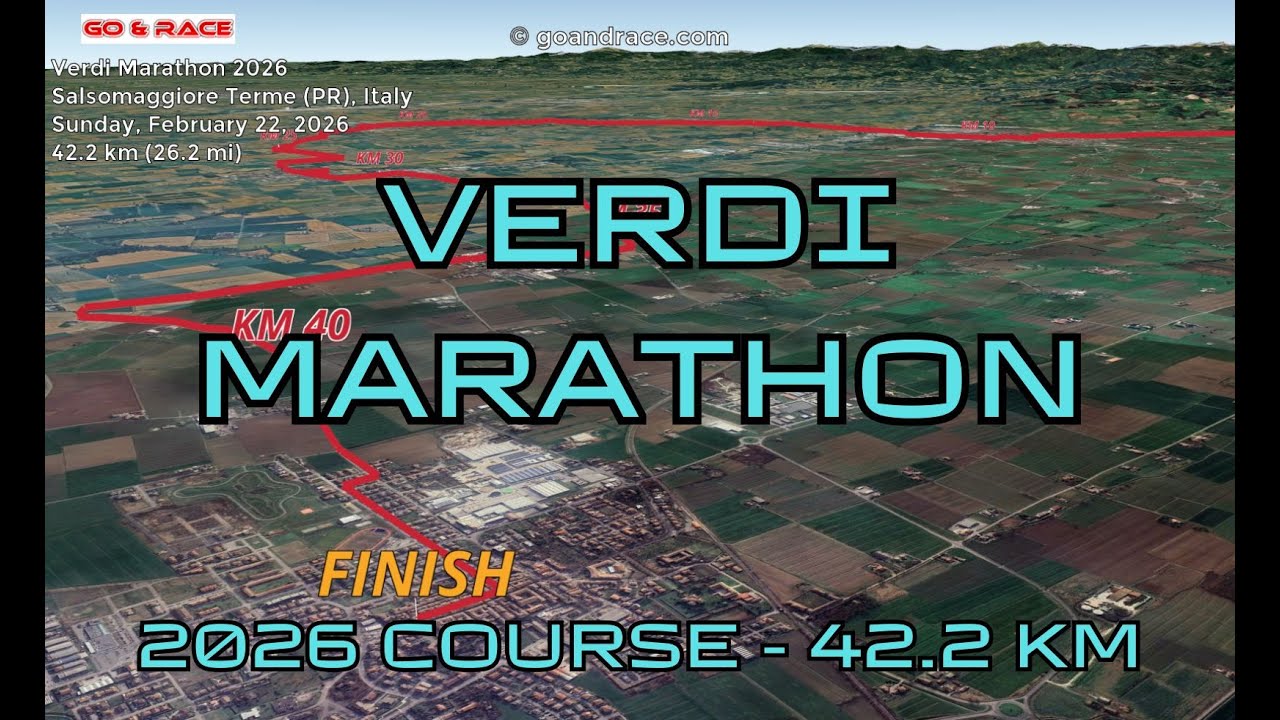 Verdi Marathon 2026: 3D Video Course Map | 42.2 km - Salsomaggiore Terme