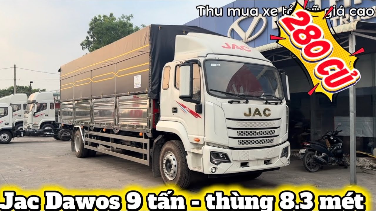 Giới thiệu xe tải Jac Dawos 9 tấn thùng 8m3 thùng full inox siêu đẹp | Jac Dawos nóc thấp 1 gường