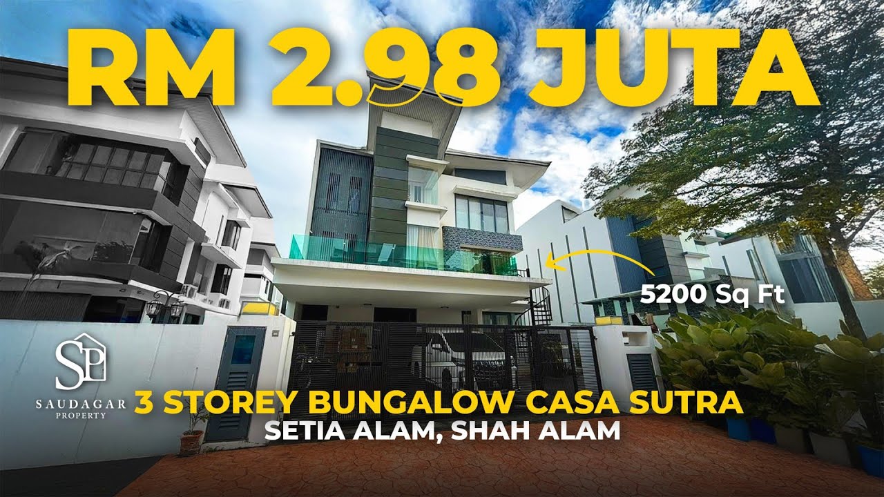 BUNGALOW 3 TINGKAT SETIA ALAM – Siap Lift, Fully Reno, Freehold & Gated!