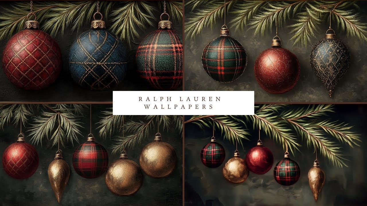 Vintage Moody Winter Christmas TV Art | Ralph Lauren Inspired Gold Frame 4K