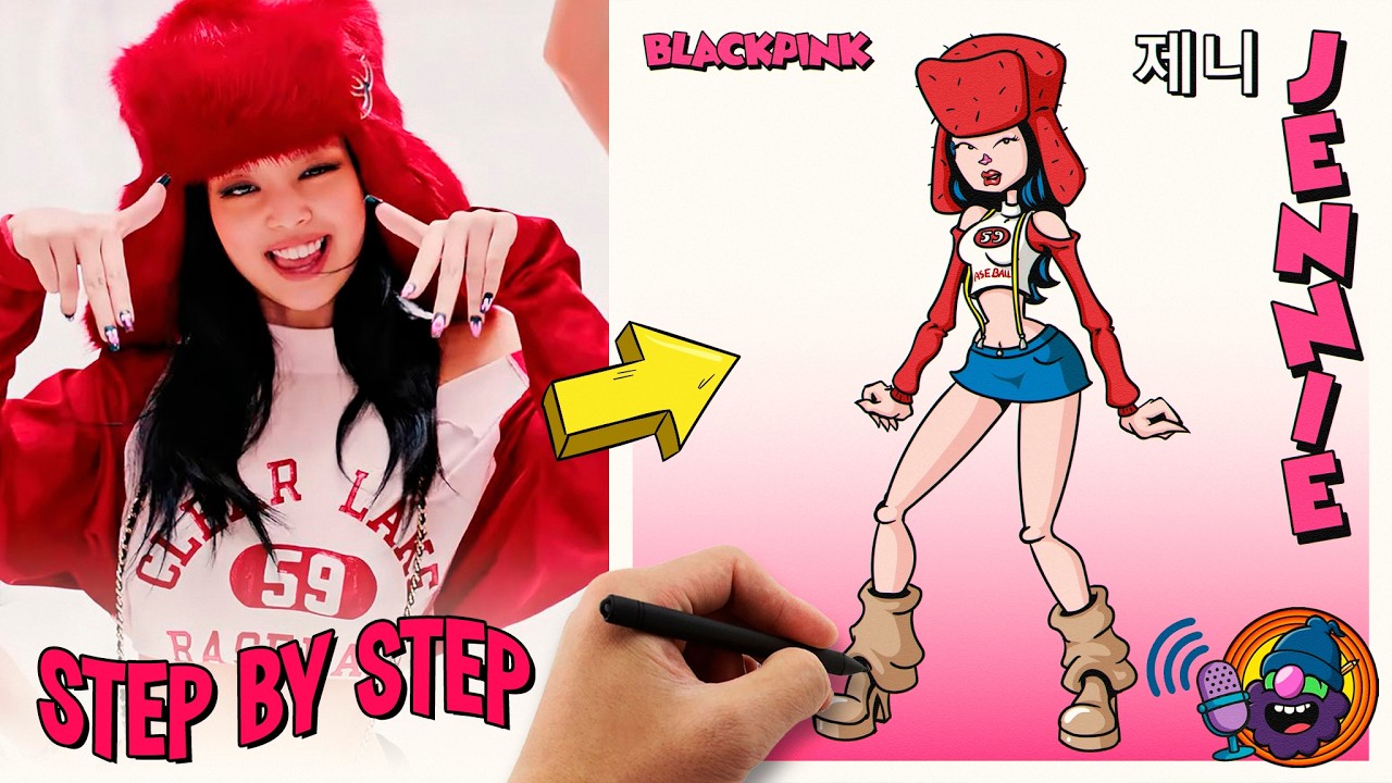 Как нарисовать Дженни (BLACKPINK) в наряде из клипа «Shut Down» | Простой урок по рисованию в сти...