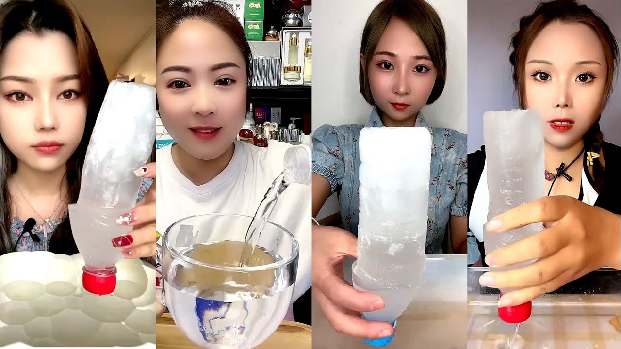 ASMR WATER BOTTLE ICE EATING / ICE EATING