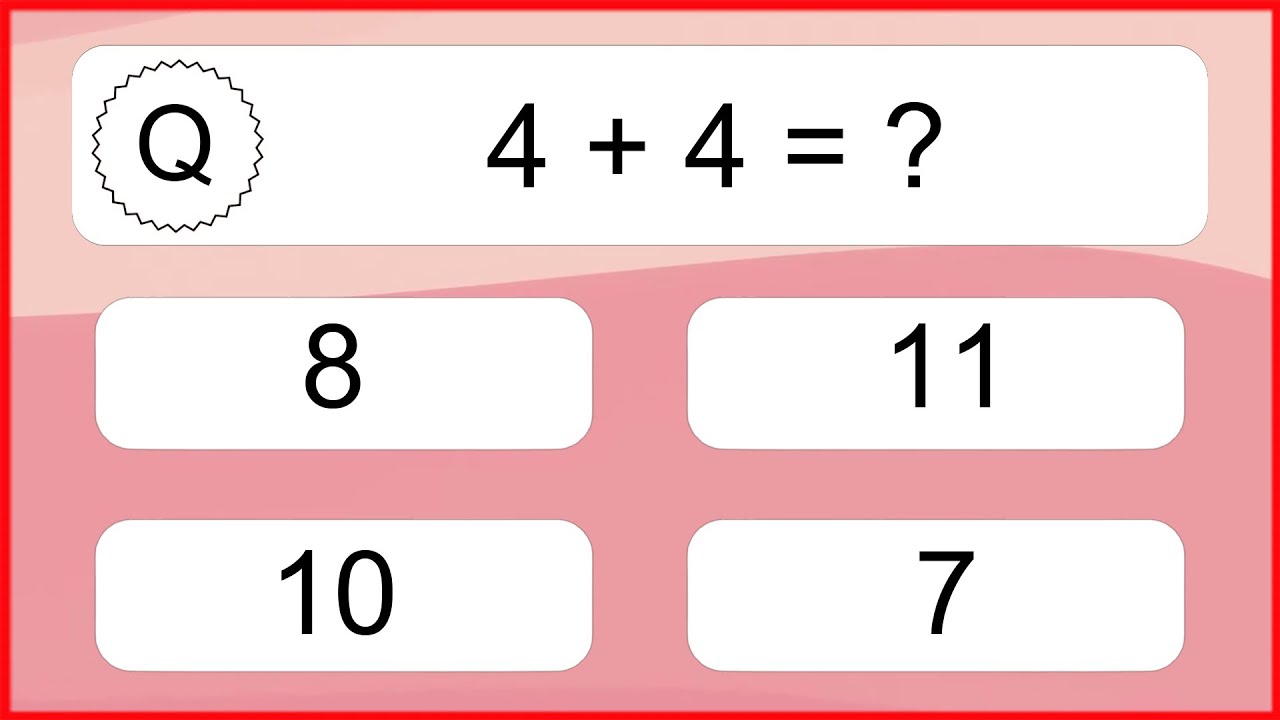 20 Addition Quiz Exercises for Kids
