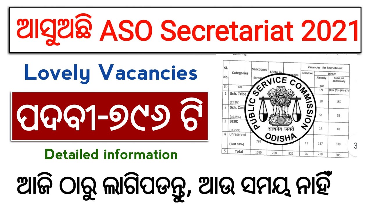 Odisa ASO Recruitment 2021 🔥 586 Posts | OPSC Recruitment 2021 | ASO Secretariat Recruitment 2021