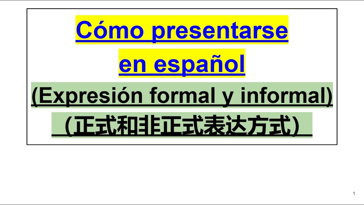 Como presentarse en español