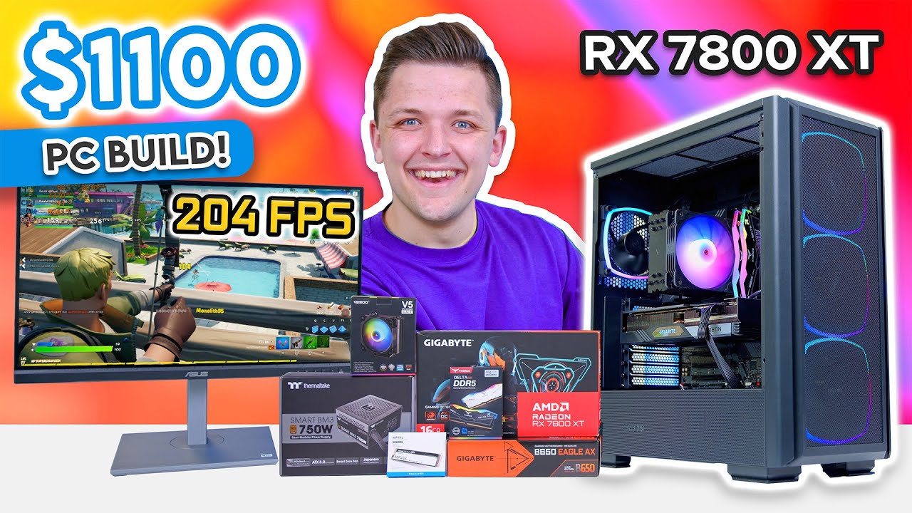 Best $1100 Gaming PC Build 2024! 🙌 [ft. RX 7800 XT & Ryzen 5 7600 w/ Benchmarks]