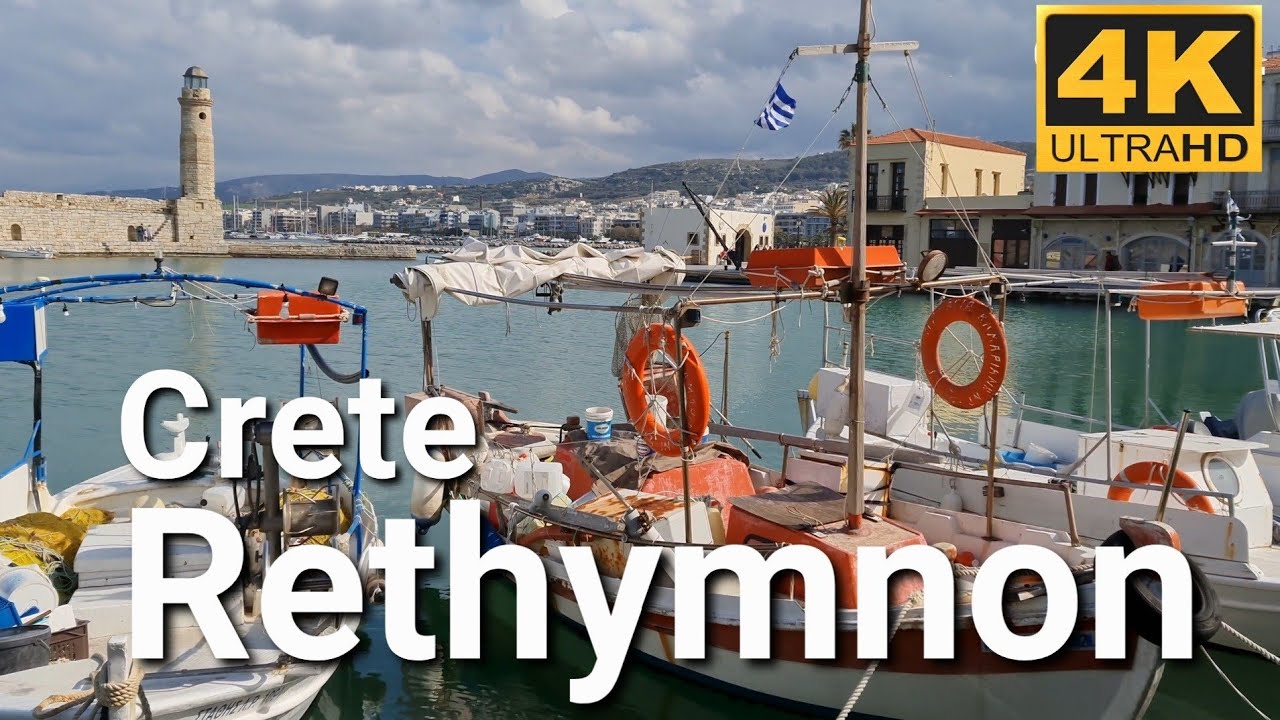 Ρέθυμνο travelling Rethymnon on foot Crete 4k