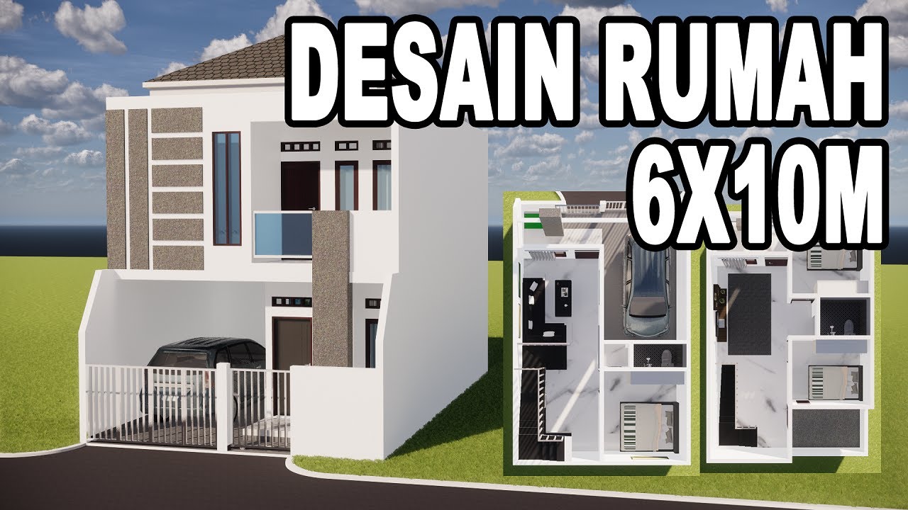 DESAIN RUMAH MINIMALIS 6X10 - 2 LANTAI - 3 KAMAR TIDUR