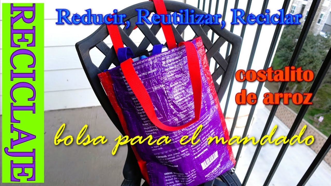 Bolsa-Morralito hecho con un costalito de arroz, reciclaje, segunda oportunidad