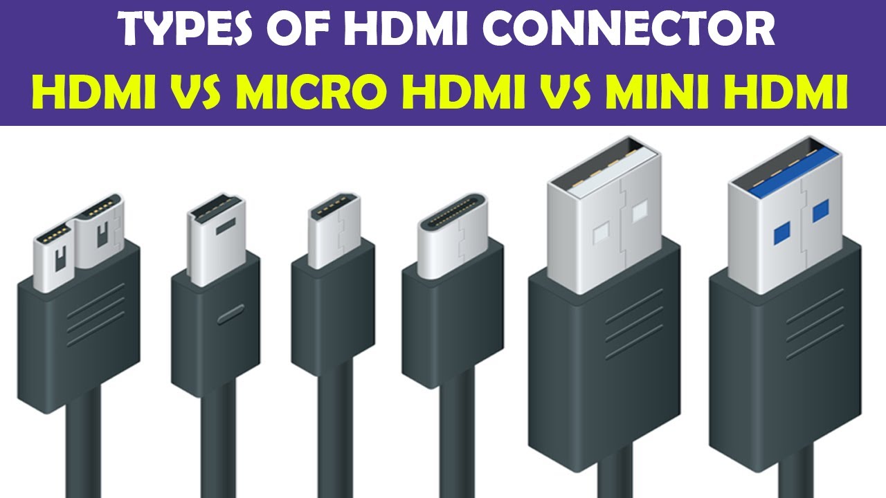 Types of HDMI Connector -  Standard HDMI vs Micro HDMI vs Mini HDMI