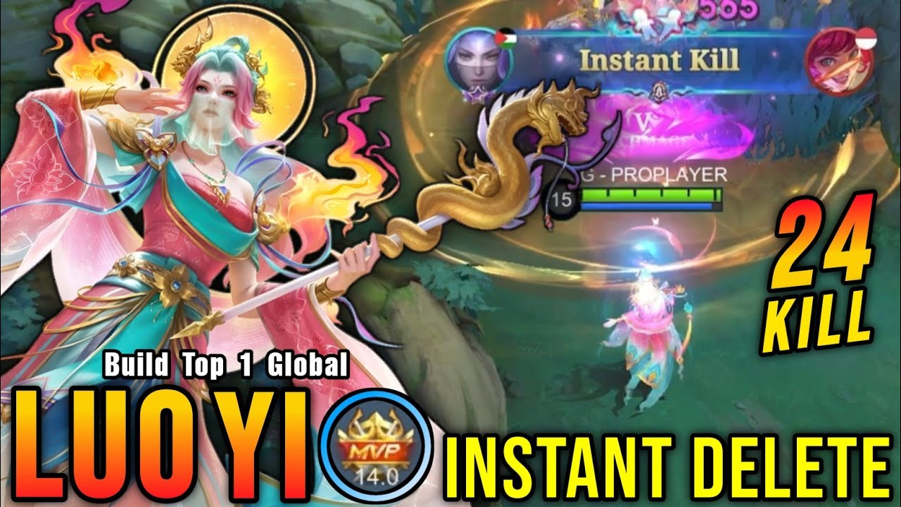 24 Kills!! Lady Dragon Luo Yi Instant Kills Enemies!! - Build Top 1 Global Luo Yi ~ MLBB