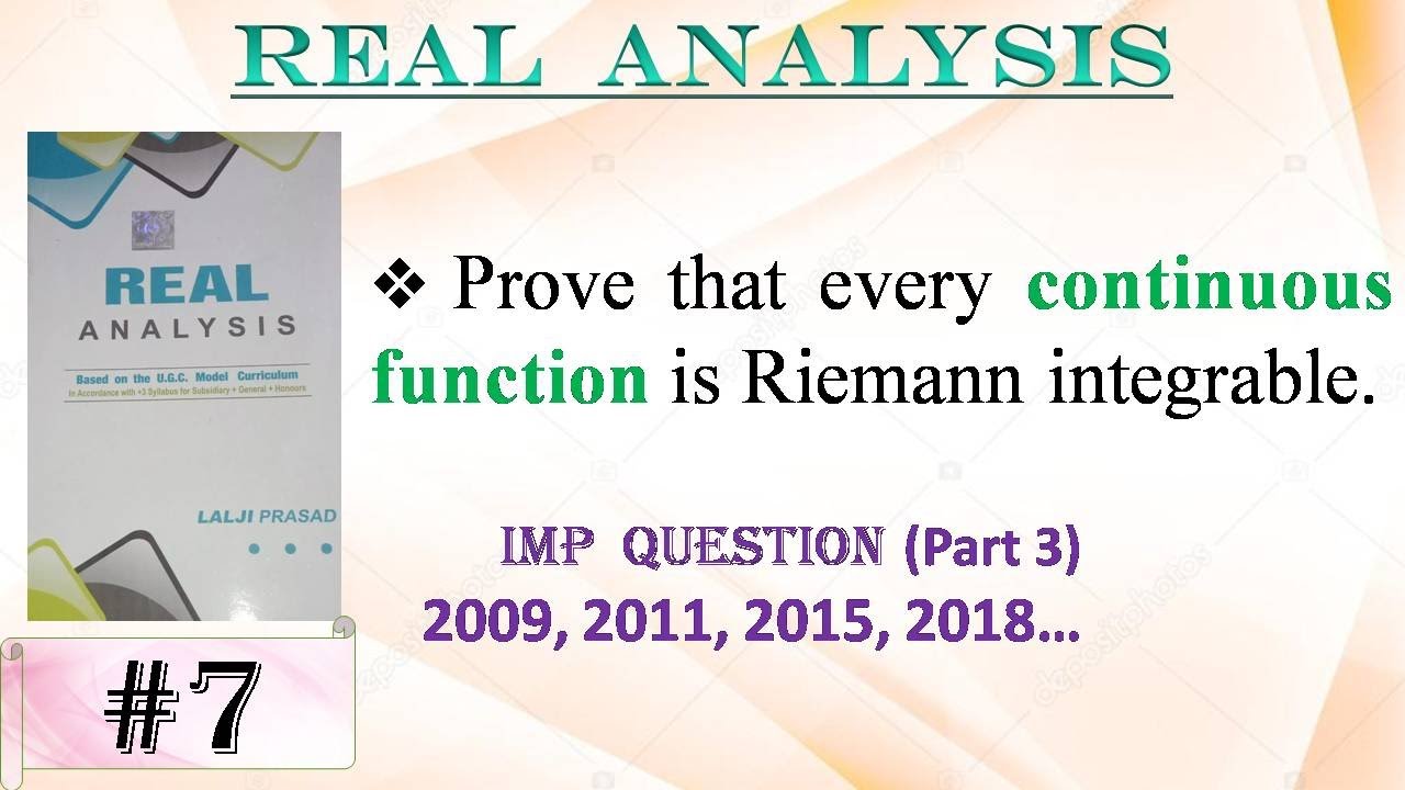 Prove that every continuous function is Riemann integrable. || Real Analysis || #bsc #part3 #math