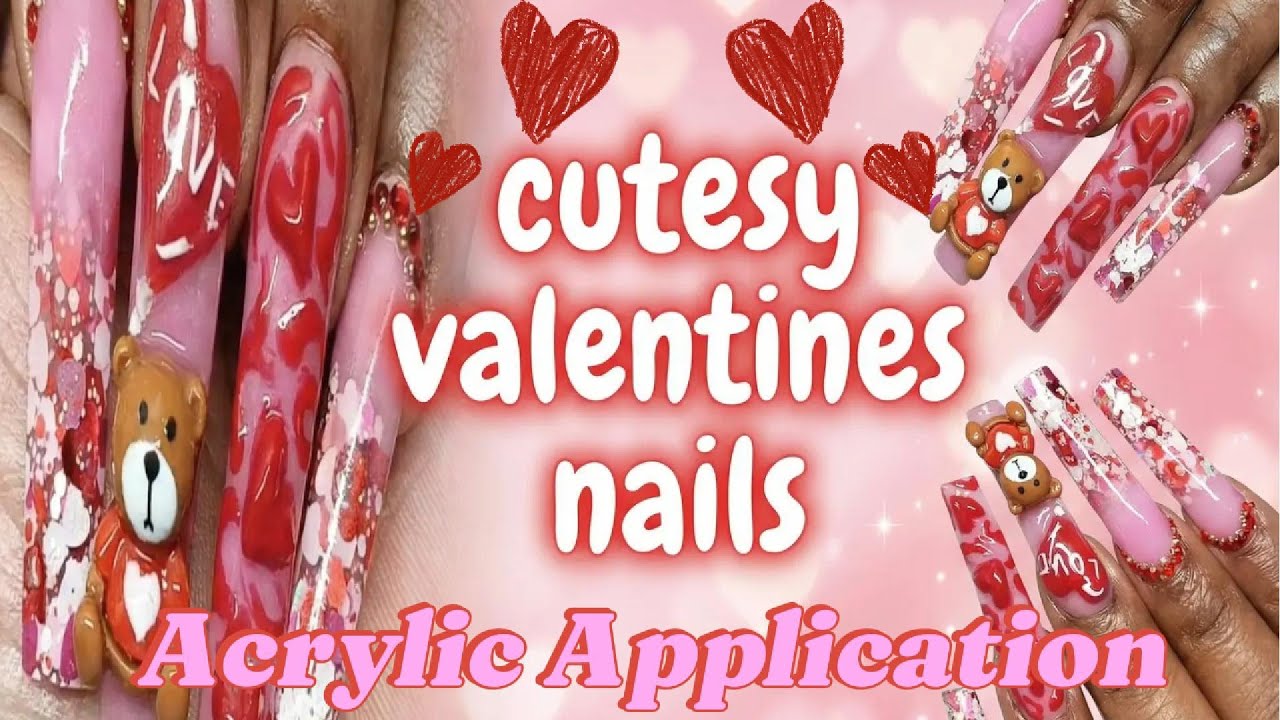 Маникюр ко Дню святого Валентина ❤️ Нанесение акрила 😍 Объемные сердечки @Creationsbybrii #малыйб...