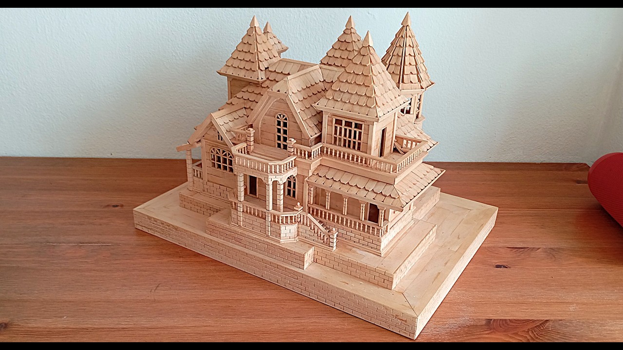 Dismantle Miniature Mansion Made Of Popsicle Stick.