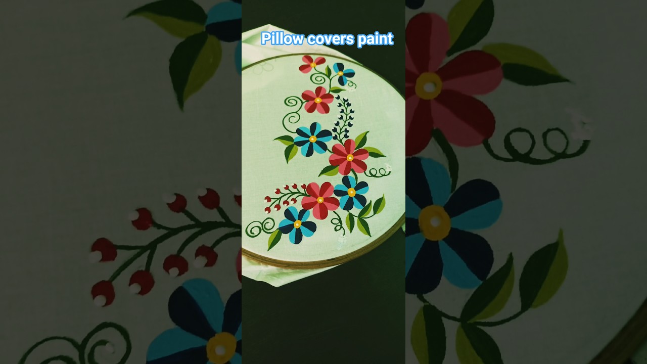 beautiful # fabric # paint  on pillow cover 🌷🌺🍁🌼🎨👌👌👌😘😘