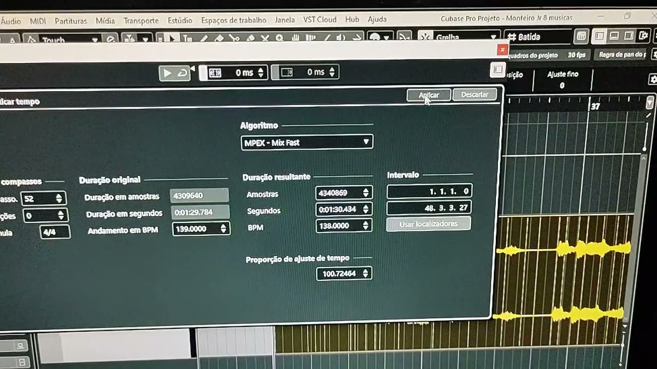 Como Alterar o BPM ( Tempo )de uma Track de Áudio no Cubase 12