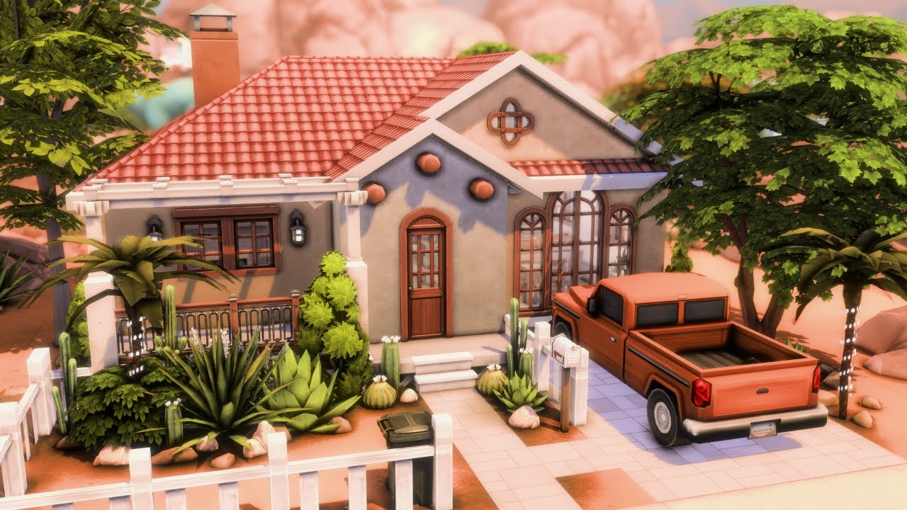 Base Game Oasis Spring Starter House 🌵 The Sims 4 Speed Build | No CC